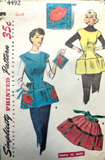 Vintage 1950 Bib Apron Cobblers APRON Half Apron Applique Simplicity 4492 SM #1 picture