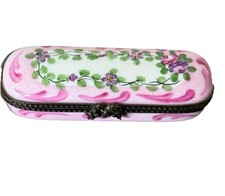 VTG Limoges France Floral Trinket Pill Box Peint Main SIGNED LIMITED Edition EUC picture