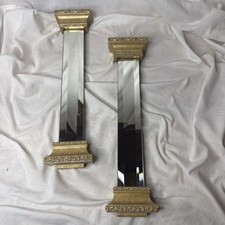 VTG Neoclassical Beveled Mirrored Gold Column Hollywood Regency MCM Pair Roman picture