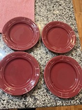 LONGABERGER Woven Traditions Pottery Paprika (Red) Bread Plates Set of 4 USA picture