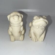 Vintage Soapstone Animal Hand Carved Polished Figurines Frog And Pig picture