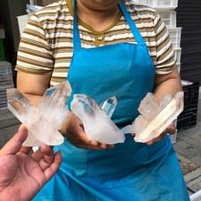 2 pieces 3.85LB Natural Transparent White Quartz Crystal Cluster Specimen 5876 picture