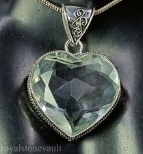 95.20Ct Natural White Sapphire Pendant 44x9mm Heart 925 Sterling Silver 5ANI picture