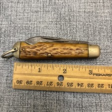 Vintage Pal Blade Co. Jigged Bone Handle 2 Blade Folding Knife picture