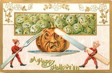Halloween, Two Elves Cutting Pumpkin Head, Gottschalk No 2040 A-5 picture