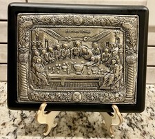 Last Supper Wall Plaque Greek Byzantine Certificate On Back 9 x 7