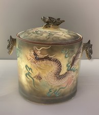 Antique Dragonware Moriage Ice Bucket Lid & Handles HandPainted Porcelain Japan picture