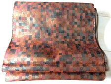 Japanese Fukuro Obi – Brown Check Pattern – Iridescent Lining – Reversible Style picture