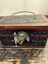 1910-1930s George Washington Brand Cut Plug Tobacco Tin picture