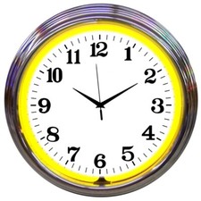 Yellow Neon clock sign 15