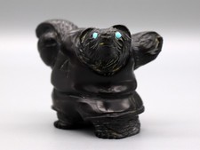 Eddington Hannaweeke Black Marble Zuni Basketball Player Bear Fetish picture