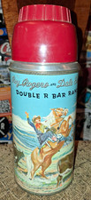 VINTAGE 1955 'ROY ROGERS & DALE EVANS' THERMOS COMPLETE w/ORIGINAL CUP+STOPPER picture