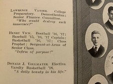 Scott High School Yearbook w/ Henry Ernie Vick MLB  Cardinals 1918 Toledo, Ohio picture