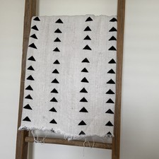 Mudcloth Blanket  - Authentic Ivory Handwoven African–Black Triangle Pattern picture