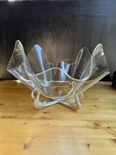 Vintage 1986 Arthur Court Aluminum Swan Stand & Fluted Acrylic Salad Bowl picture