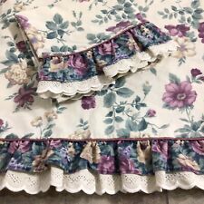 Vintage JCPenney Pair of King Pillowcases Floral Ruffled Eyelet Lace picture