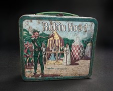 1956 Robin Hood Aladdin Metal Lunch Box - Original Handle - No Thermos Vintage picture
