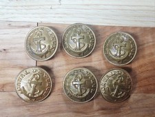 Lot Of 6 Vintage Canal de Vieux Navy Military Anchor Brass Buttons picture