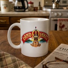 Vintage Land O Lakes Logo Coffee Mug 11 oz Ceramic Cup Retro Dairy... picture