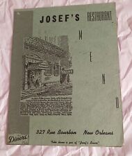 Josef's Restaurant New Orleans Vintage Menu Turtle Soup .50 Cherry Jubilee 1.25 picture