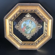 Vintage Sungott Shadowbox Frame Courting Print 8.1/4” X 8.1/4” EUC picture
