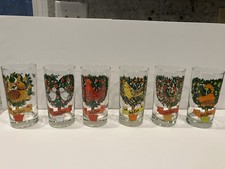 Complete Vtg Set of 12 Days of Christmas Highball Glasses by Indiana Glass Co picture
