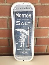 Morton Salt White & Blue Advertising Thermometer Sign picture