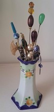 Lot Of 15 Antique Hatpins Jade Glass Lucite Porcelain Cloisonné  picture