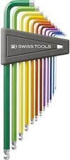 PB SWISS TOOLS 12-Piece Rainbow Chrome Plated Ball End Hex Key Set 1/2
