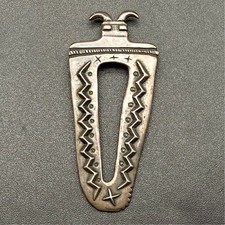 Vintage Anglo Favour Kachina Hand Stampwork Sandcast Silver Pin Brooch picture