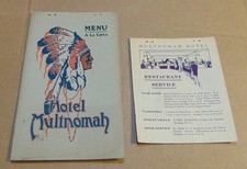 1920's Multnomah Hotel A La Carte Menu & Service Card picture