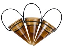 Zodax Amber Glass Cone Hanging Tealight Candle Holders Lot of 3 1990s picture