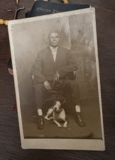 C1920 RPPC PHOTO Young African American Man & His Pet Dog Post Card picture