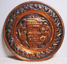 Vtg Copper craft Guild Copper Wall Hanging Plate wishing well Scene children picture