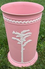 Vintage 1960s Fesco Pink Plastic Wastebasket MCM Wedgwood Jasperware Style M-606 picture