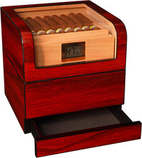 W&J 1983 Brown Glass Top Cigar Humidor with Digital Humidifier picture