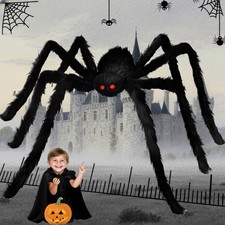 6.6 FT Giant Halloween Spider Furry Scary Large Outdoor Yard Indoor Party Decor picture