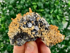Amazing Quartz with Orange Calcite, Galena and Sphalerite picture