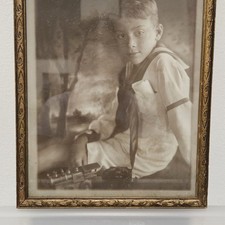 Antique 1920s Framed Boy Portrait Photo Chapman Arcade Studio Portland Maine picture