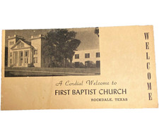 First Baptist Church Rockdale Texas Welcome Service Card  Cordial Photo Vintage picture