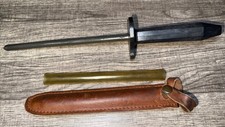 Vintage 3-piece EZE-LAP Diamond Round Knife Sharpener with Leather Snap Sheath picture