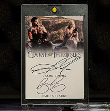 Game Of Thrones Custom Dual Autograph Hard Signed Jason Momoa Emilia Clarke  1/1 picture