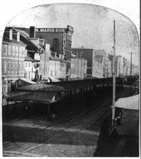 Stereoscopic view of Market Street, including a view of the market - Old Photo picture