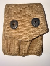 WWI US Army M1911 45 ACP Pistol Double Mag Pouch Canvas Russell 1918 Stamped Min picture