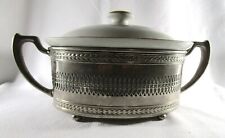 Vintage Hall Pottery Casserole Dish with lid in a Silver Colored Holder picture