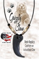 RUGGED BEAR CLAW NECKLACE Carved Buffalo Bone Beads Wild Beast Tribal Replica 1' picture