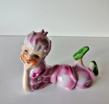 Vintage Pink Porcelain Pink Pixie Fairy Girl Figurines Acme Japan Mid Century 4