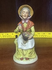 Vintage Classic Collection Ceramic Old Lady Figurine Picking Fruit Made in Korea picture