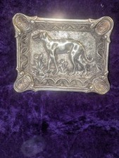 Antique Belgian Brass Greyhound Ashtray picture