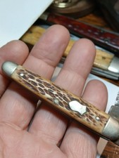 Antique Vintage Remington Folding 2 Blade Pocket Jack Knife Jigged Stag Handles  picture